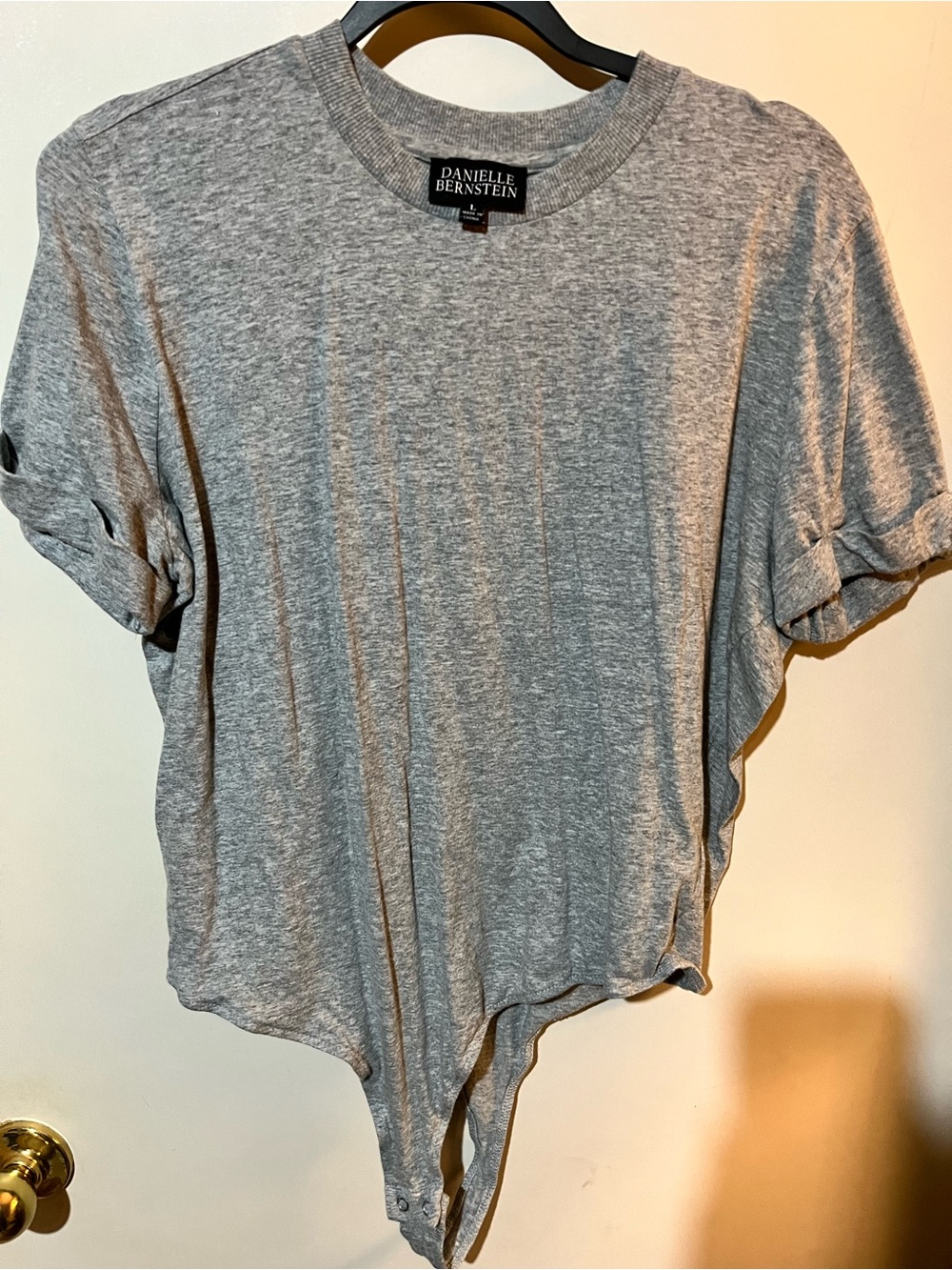 DANIELLE BERNSTEIN Heather Gray Short Sleeve Bodysuit Size Large